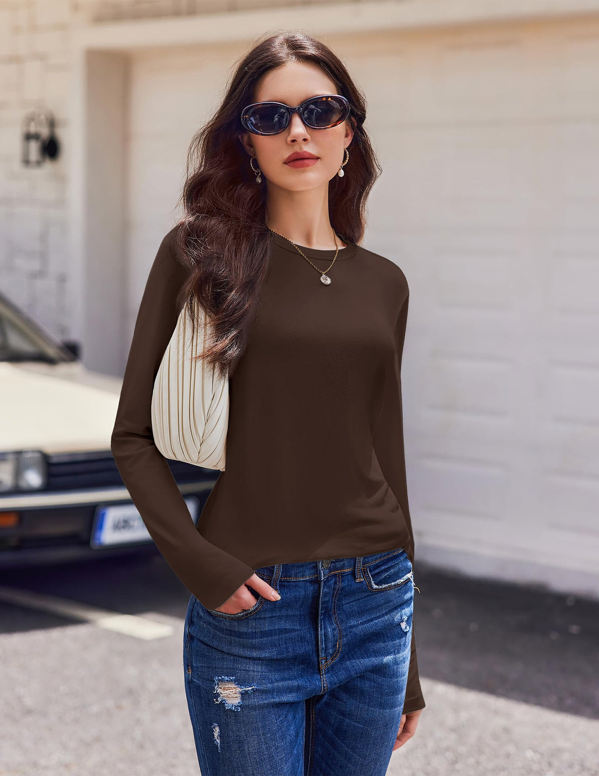 Ekouaer 1/3 Pack Womens Tops Long Sleeve T Shirts Soft Basic Tunic Top
