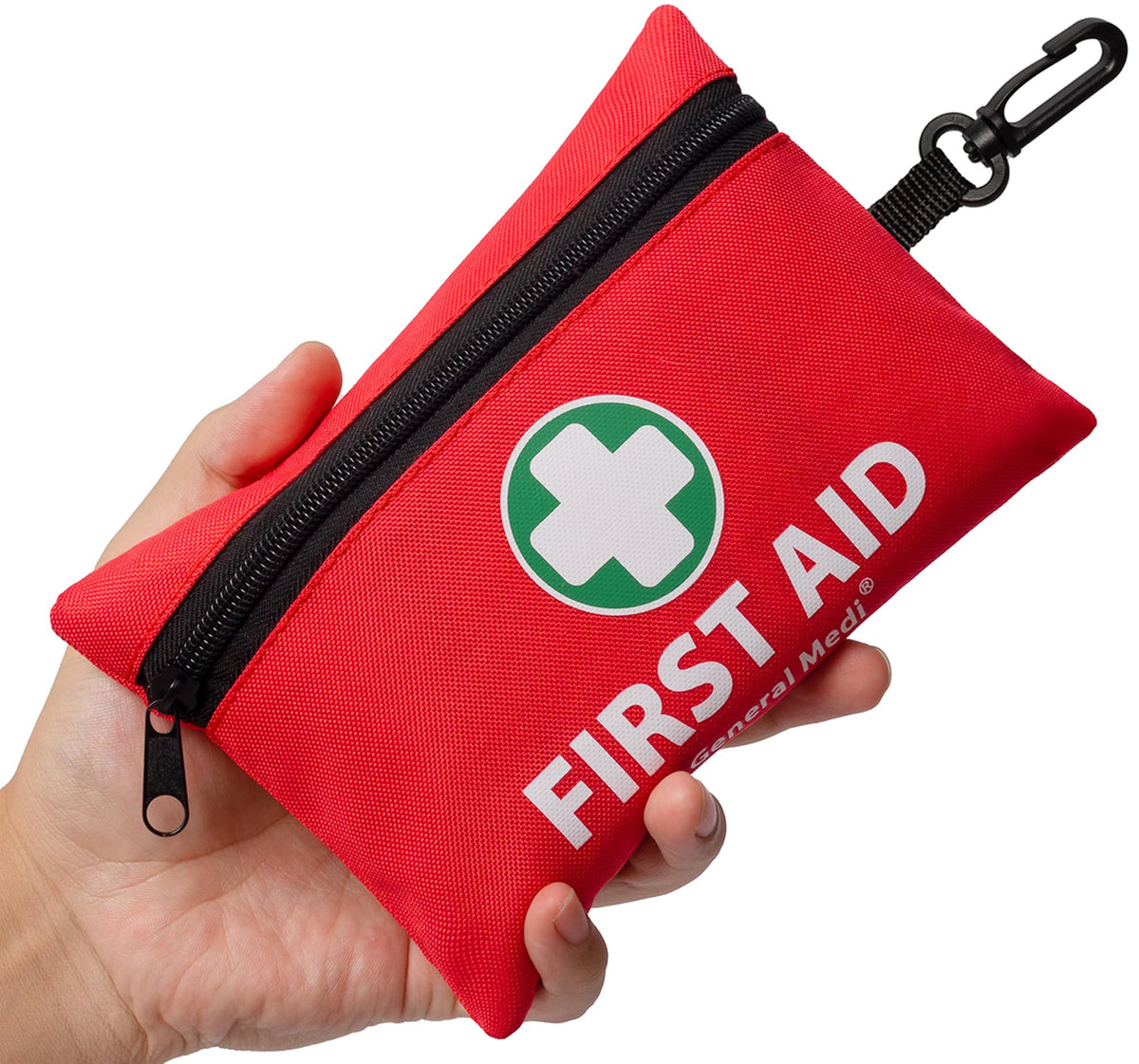 General Medi Mini First Aid Kit, 92 Pieces Small First Aid Kit - Includes Emergency Foil Blanket, Scissors for Travel, Home, Office, Vehicle, Camping, Workplace & Outdoor (Red)