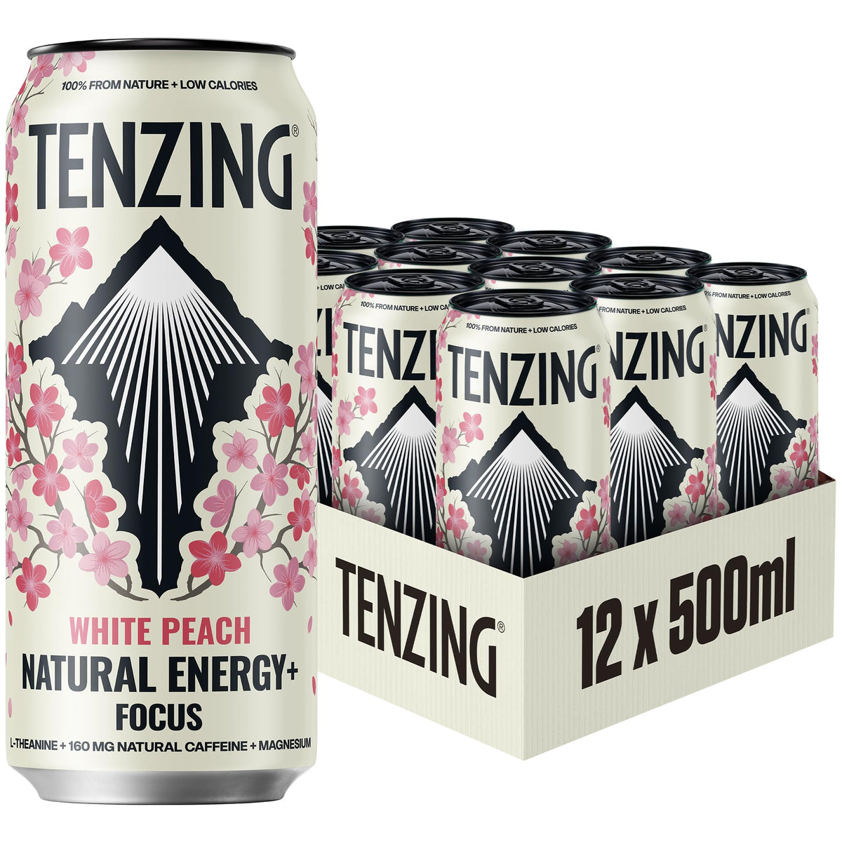TENZING Natural Energy Drink, Plant Based, Vegan, & Gluten Free, +BCAA, Apple & Seaberry, 330ml (Pack of 12) - Packaging may vary