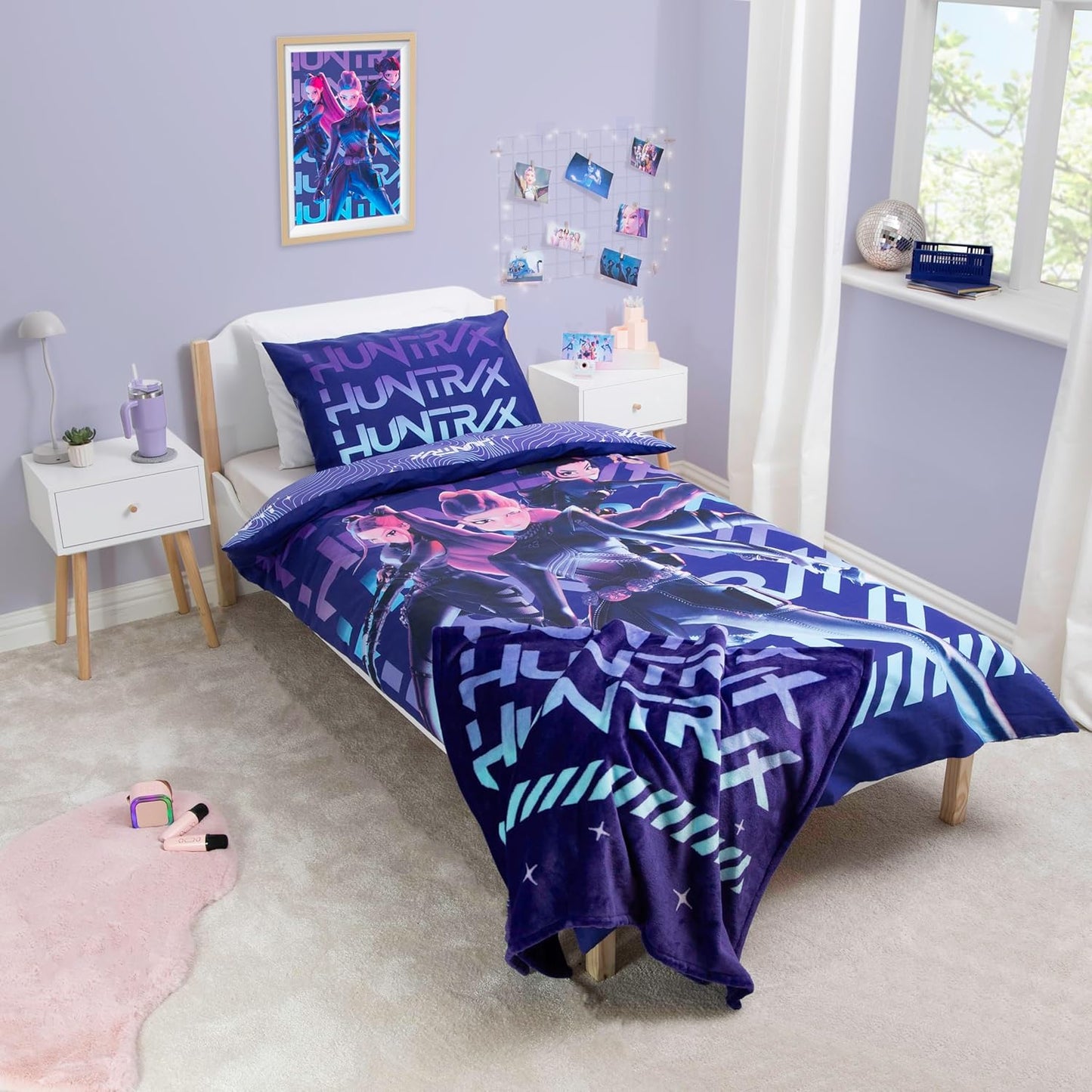 K Pop Demon Hunters Officially Licenced Single Duvet Cover Set | Huntrix Power Design | Reversible 2 Sided Bedding Including Matching Pillow Case | Perfect For Kids Bedroom | Polycotton