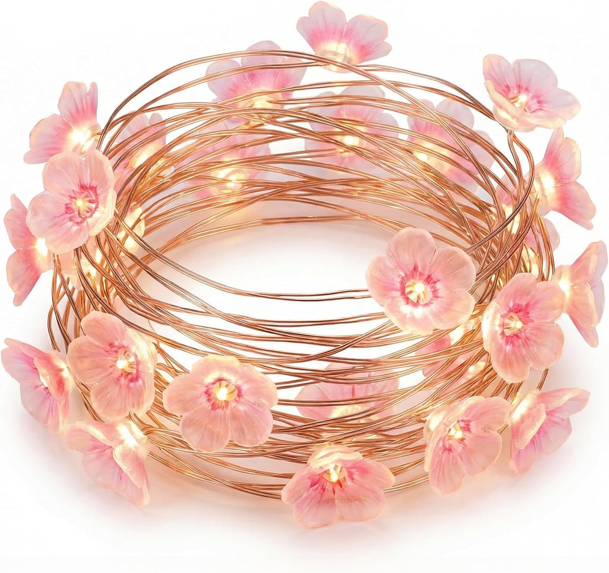 2M 20 LED Pink Cherry Blossom Fairy Lights, Battery Operated Flower String Lights for Bedroom Decor, Indoor Spring and Christmas Decorations, Girls Room Gift (Flowers)
