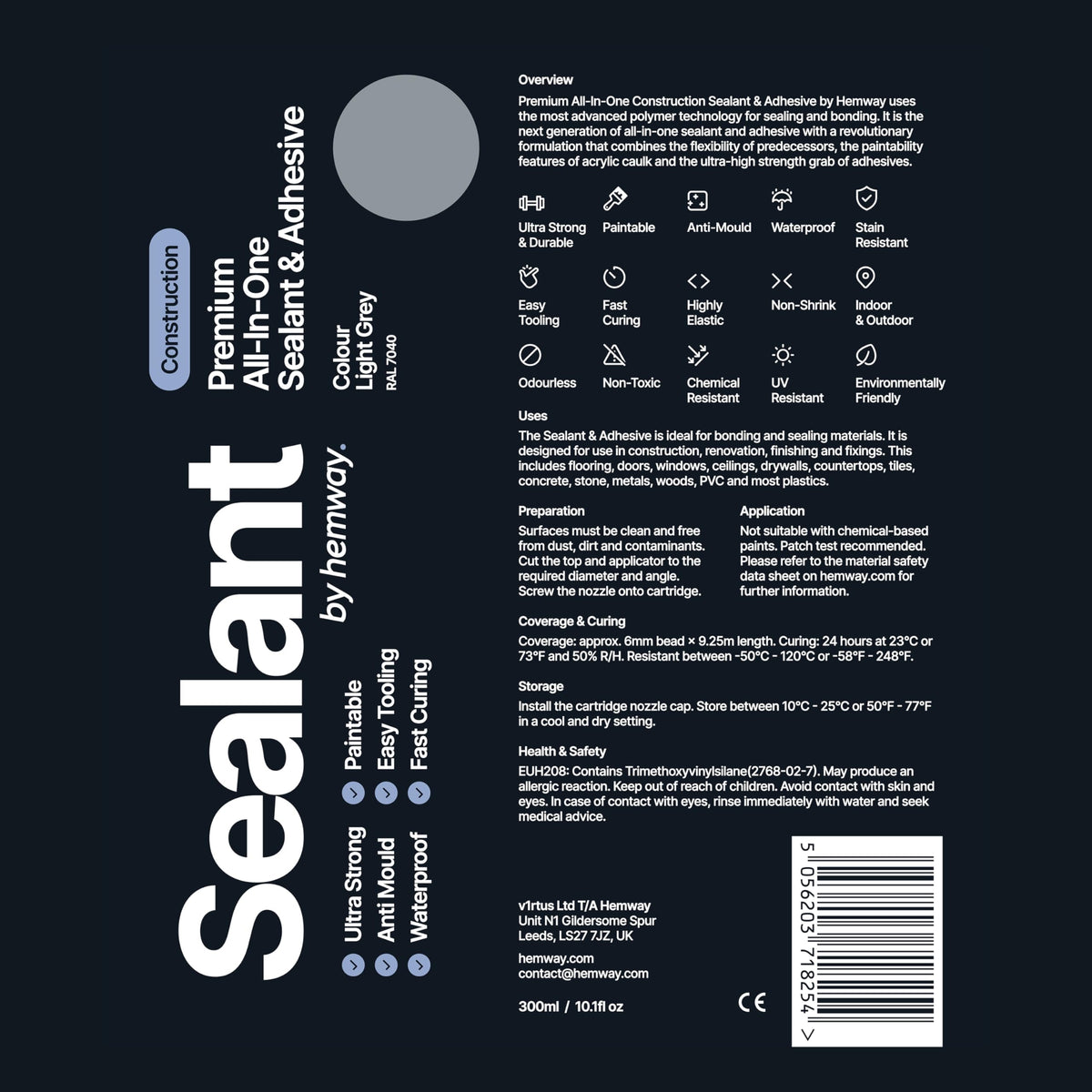 Hemway Kitchen & Bathroom Crystal Clear Sealant & Adhesive 300ml 3 Pack