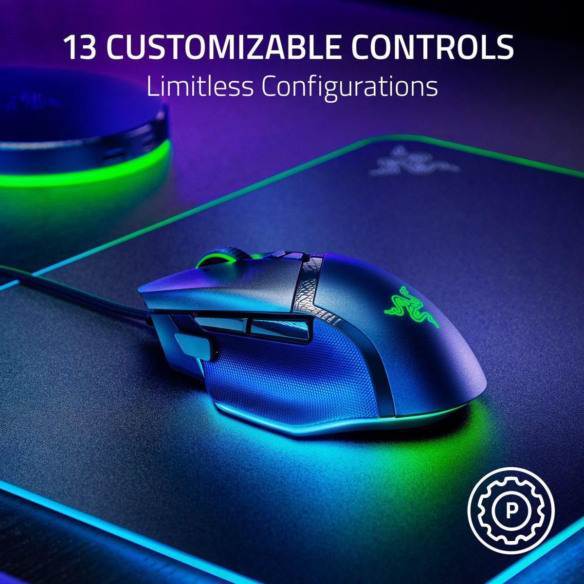 Razer Basilisk V3 - Wired Customisable Gaming Mouse (10+1 Programmable Buttons, HyperScroll Tilt Wheel, 11 Chroma RGB Lighting Zones, Optical Mouse Switches, Focus+ 26K DPI Optical Sensor) Black