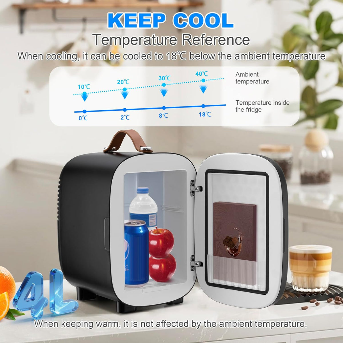 Enventor Mini Fridge 4 Litre/ 6 Can, Portable Cooler and Warmer, AC+12V DC