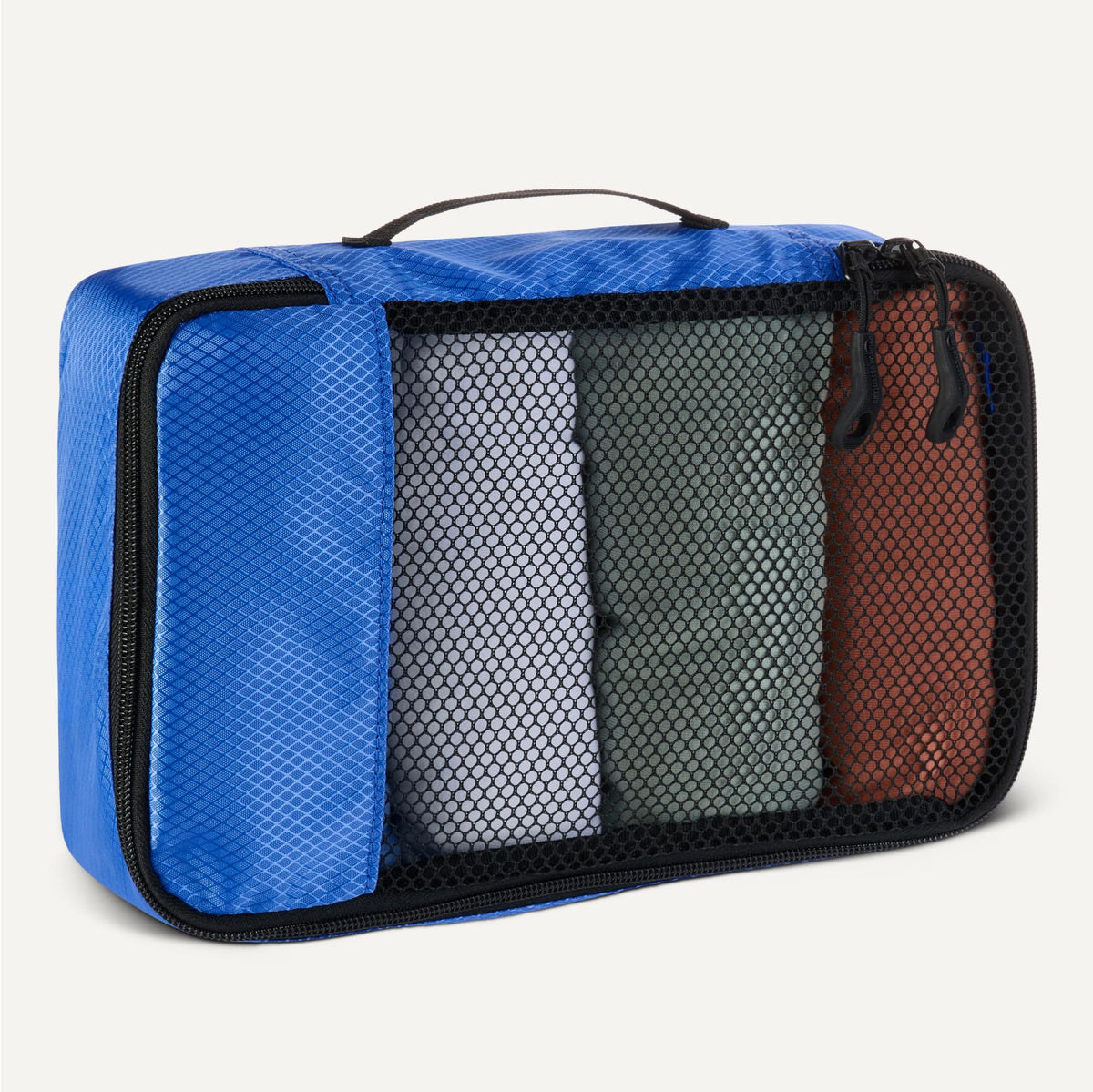 Amazon Essentials 4-Piece Packing Cubes Travel Accessories Set, Luggage Organiser with Double Zip, Mesh Top, 100% Polyester, Medium, Black (Previously Amazon Basics)