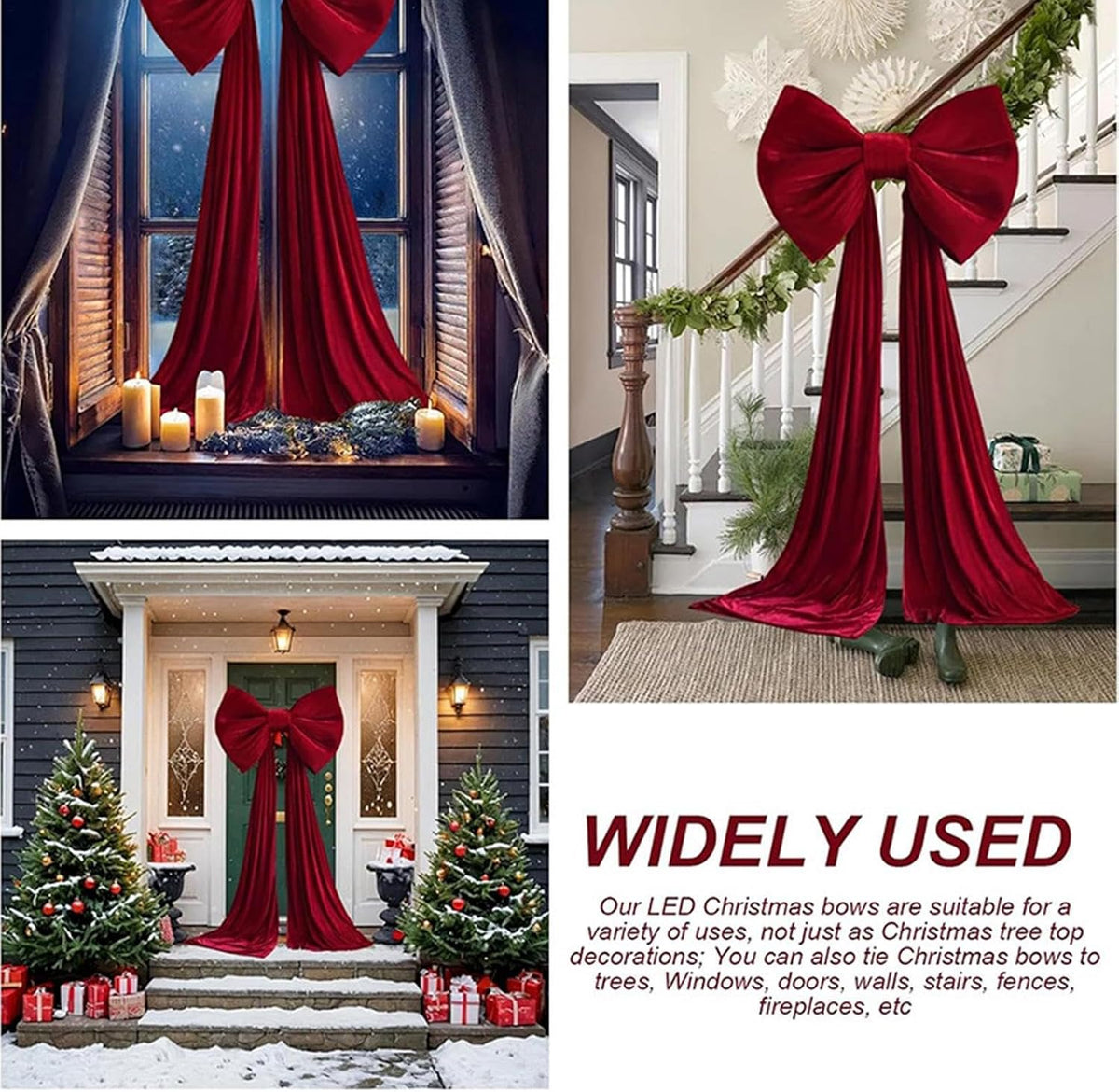 Large Christmas Tree Topper Bow, 200CM Giant Velvet Christmas Tree Bows