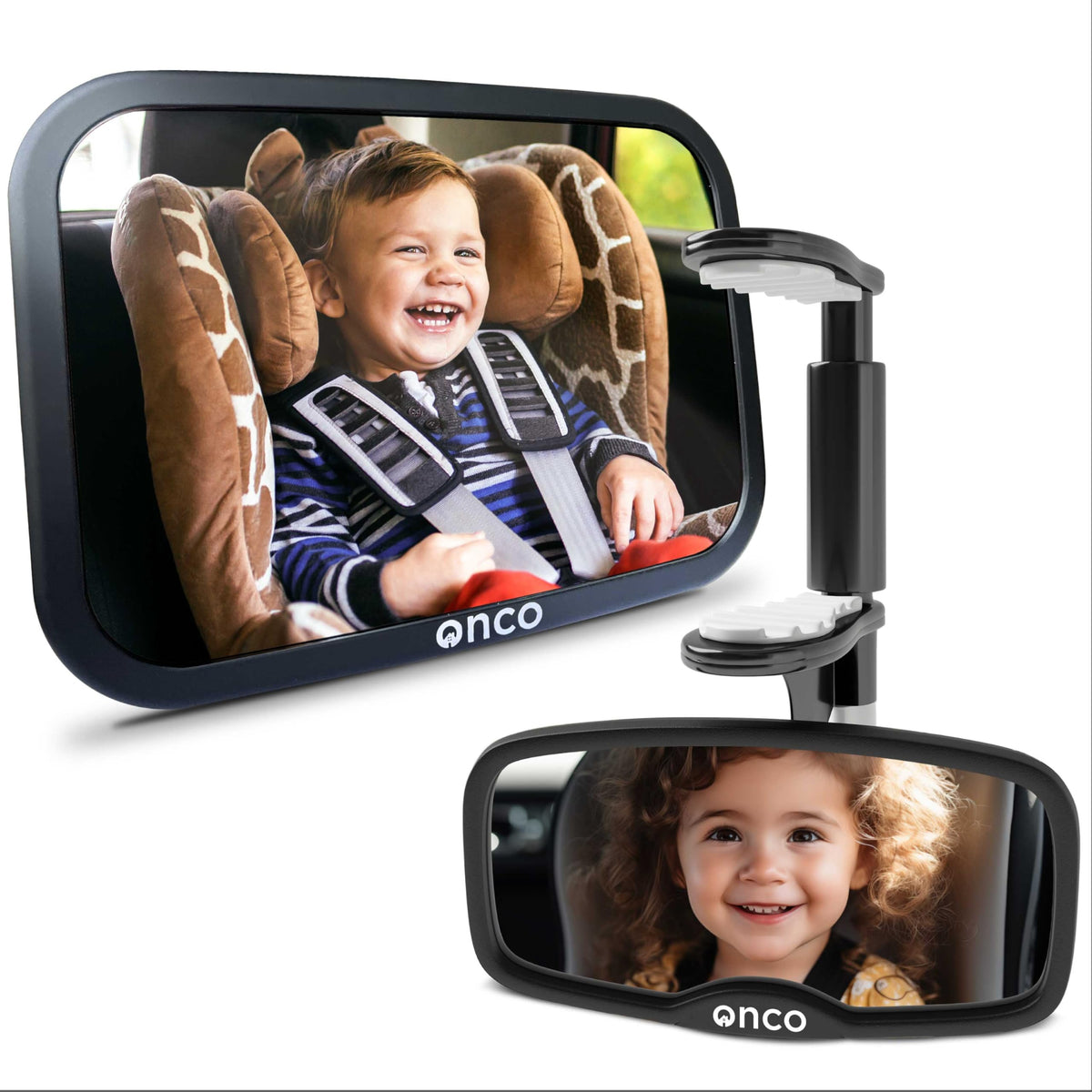 Onco Baby Car Mirror - Award-Winning, Shatterproof & Shakeproof [Black]