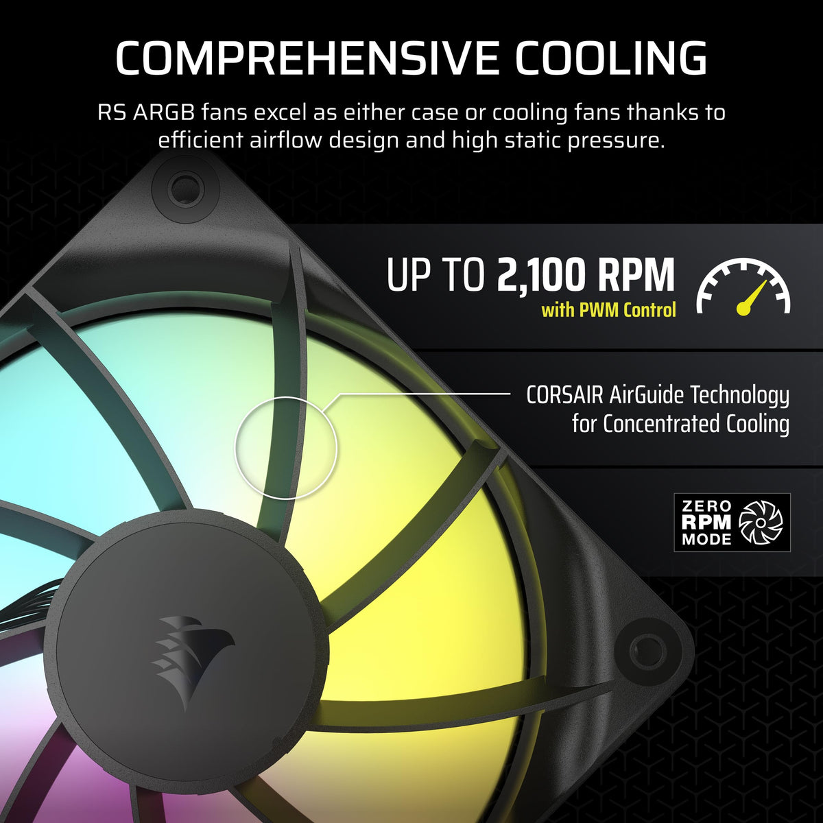 CORSAIR RS120 ARGB 120mm PWM Fans – Daisy-Chain Connection – Low-Noise – Magnetic Dome Bearing – Triple Pack – White