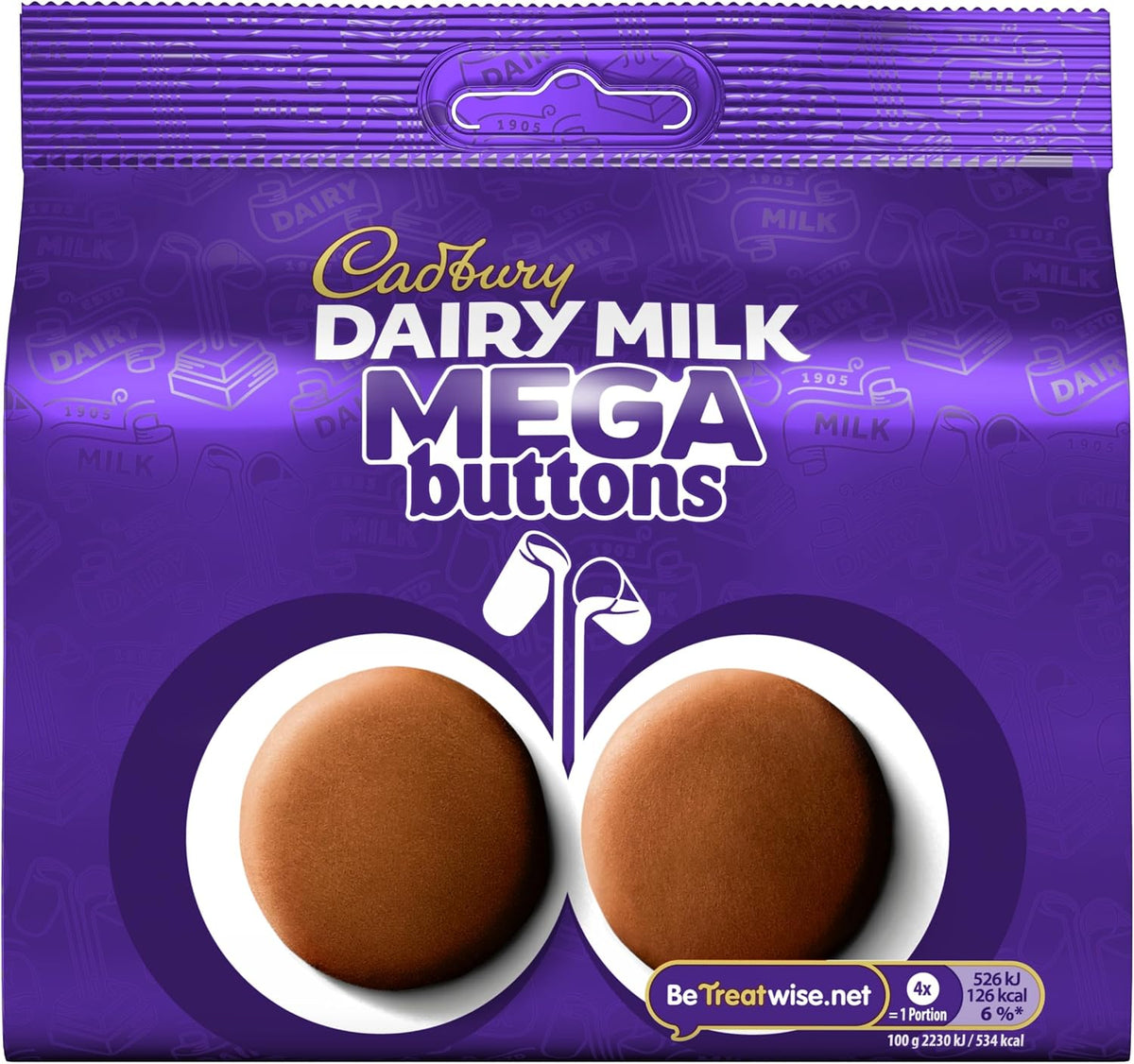 Cadbury Dairy Milk Mega Buttons, Giant Chocolate Buttons, 192 g (Pack of 1)