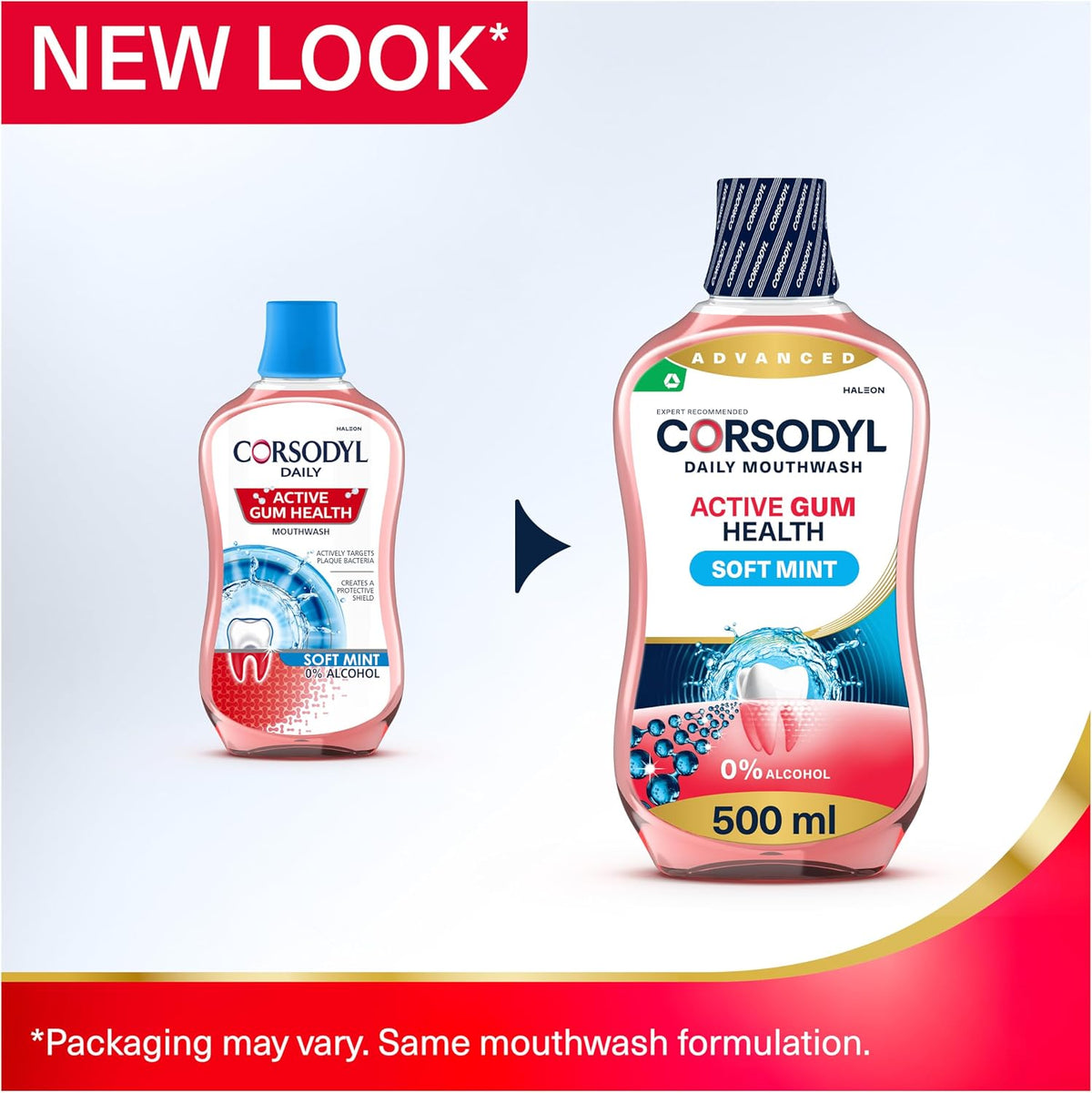 Corsodyl Daily Active Gum Health Fluoride Mouthwash Soft Mint 500 ml