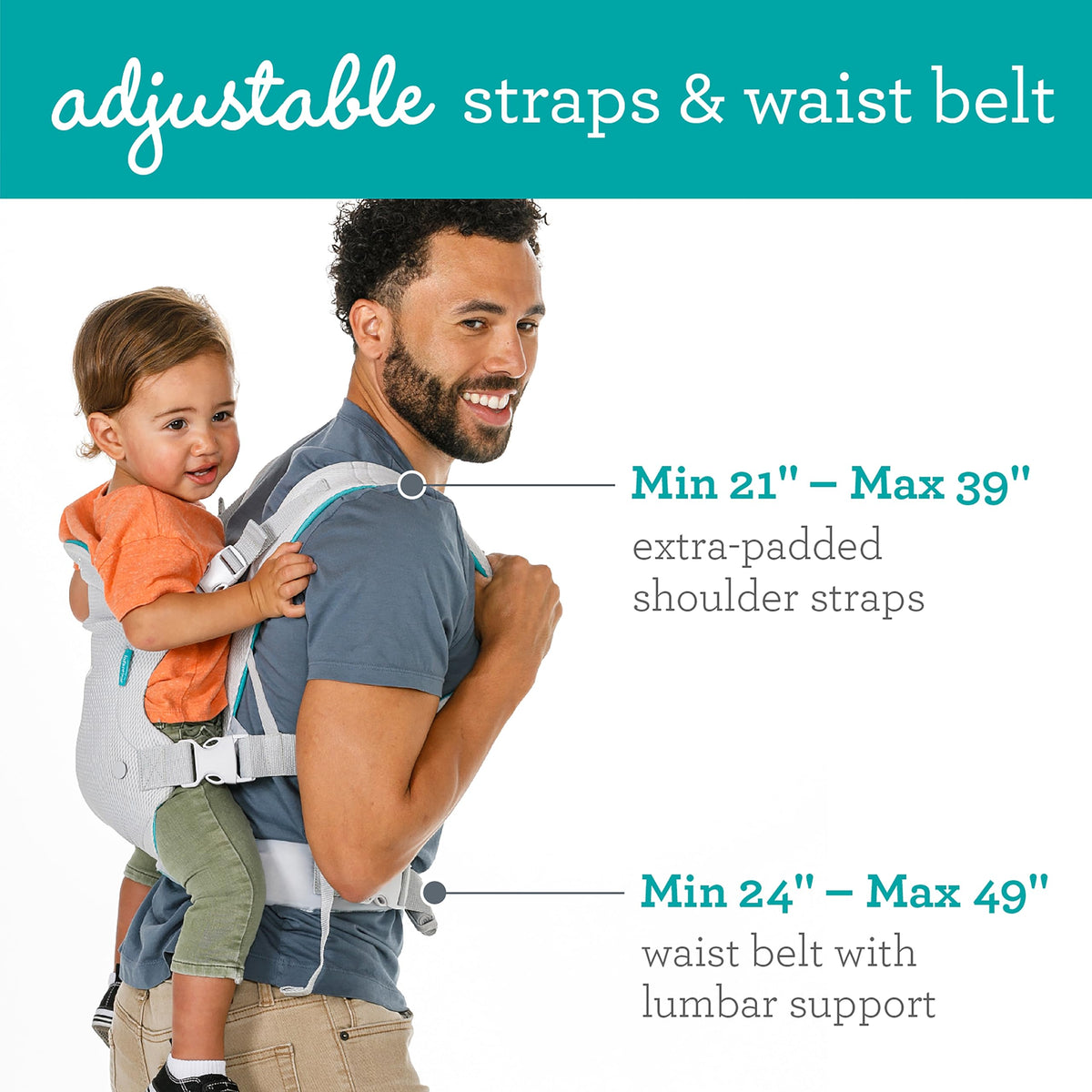 Infantino Flip Advanced 4-in-1 Baby Carrier - Ergonomic, Convertible, Face-in and Face-Out Front and Back Baby Carrier for Newborn to Toddler 3,6-14,5kg, Grey