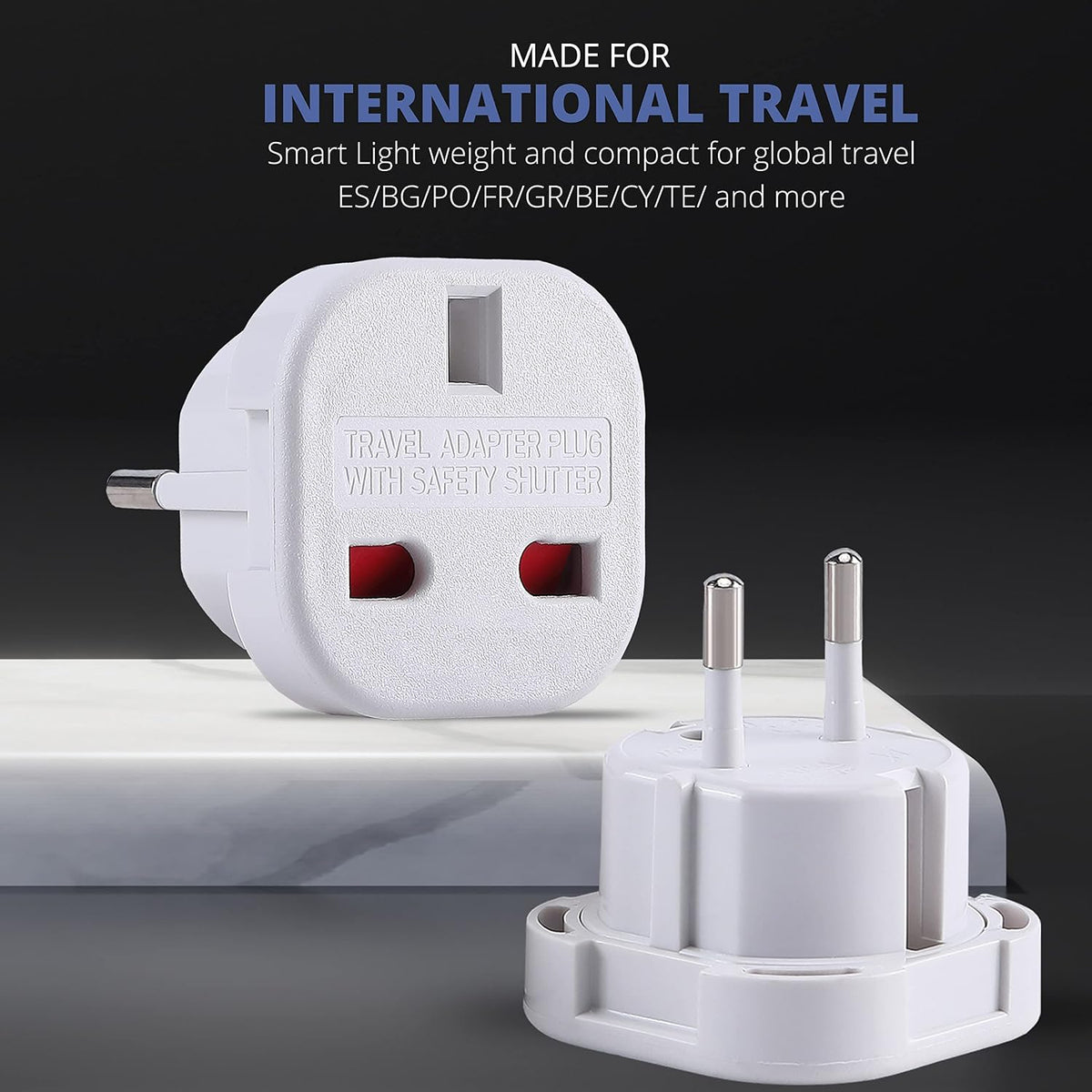 DAPTER's 5 Pack White UK to European Plug Adapter | Travel Adapter UK to Europe | Euro Plug Adapter (Type G to C, E, F) | Travel Plugs UK to EU Countries (SPAIN, ITALY, GREECE, TURKEY, POLAND & More)