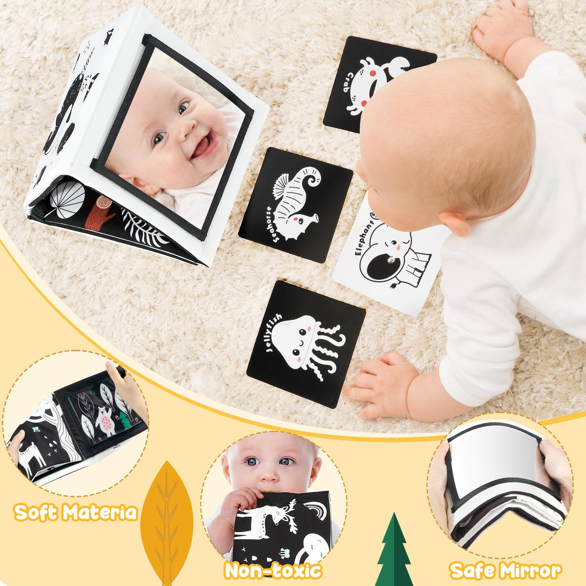 URMYWO Baby Toys, Black and White Sensory Toys Brain Development