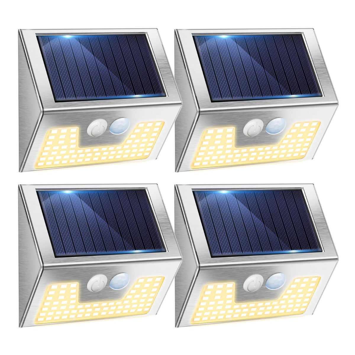 vighep Solar Security Lights Outdoor Motion Sensor, White 318LED Led Solar Powered Light with 3 Lighting Modes, IP65 Waterproof Wireless Pir Wall Light for Outside Garden Fence Yard-Warm White