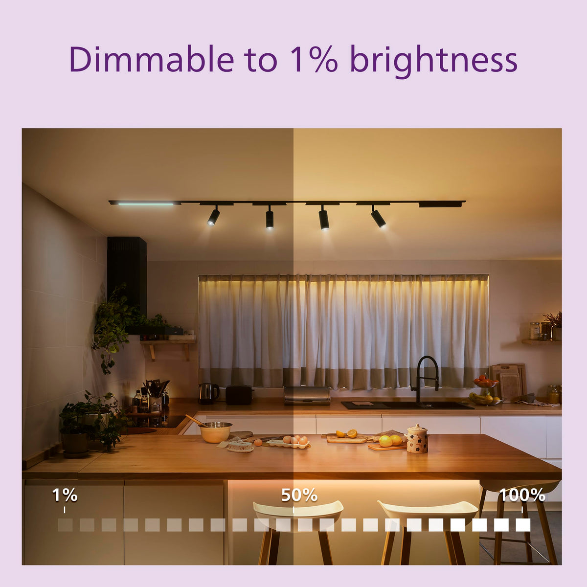 PHILIPS WarmGlow 6 Pack Dimmable [GU10 Spot] LED Light Bulbs, 3.8 W - 50W Equivalent, 2700-2200K. for Relaxed Home Lighting