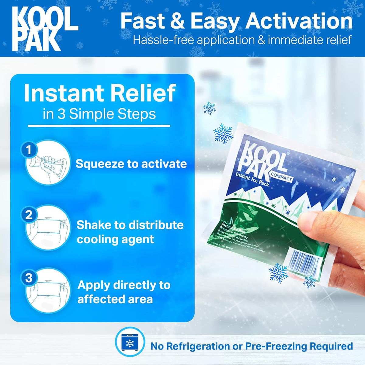 Koolpak Compact Instant Cold Ice Packs - 15 x 15cm - Pack of 10
