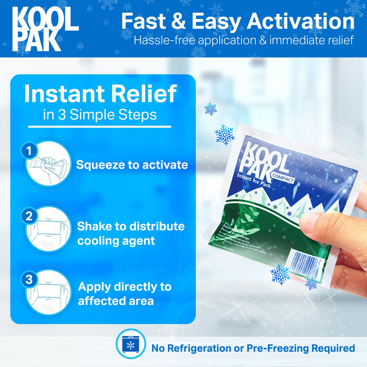 Koolpak Compact Instant Cold Ice Packs - 15 x 15cm - Pack of 10