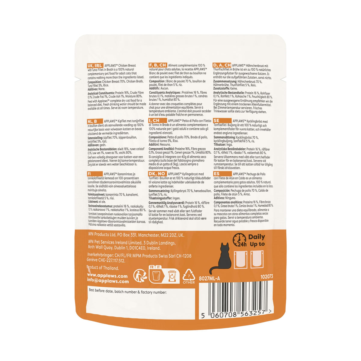 Applaws 100% Natural Wet Cat Food, Pouch Multipack Fish Selection in Broth, 70 g (24 x 70g) Pouches