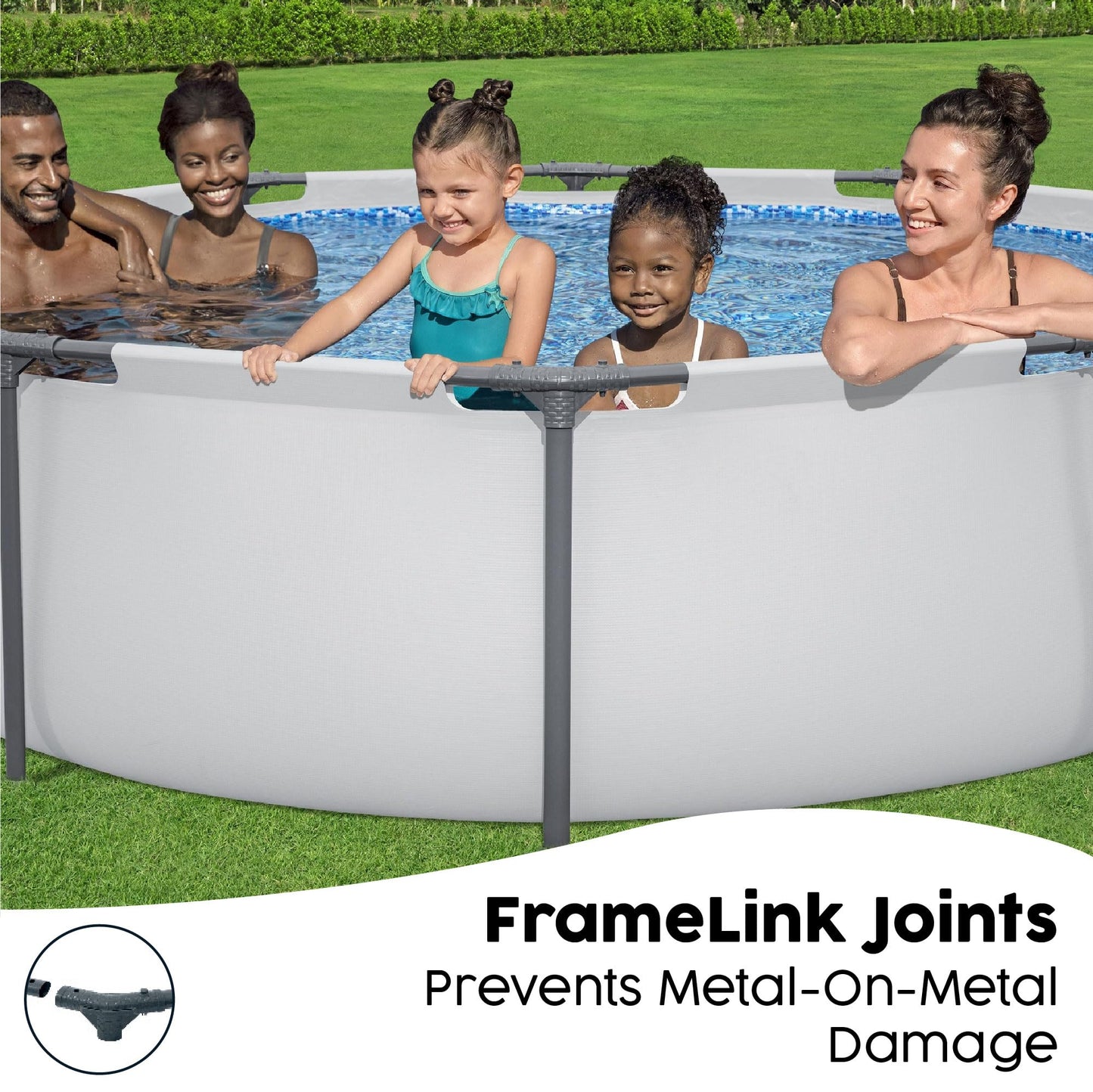 Bestway MAX Steel Pro Round Frame Swimming Pool with Filter Pump, Grey, 10 ft, Multicolour