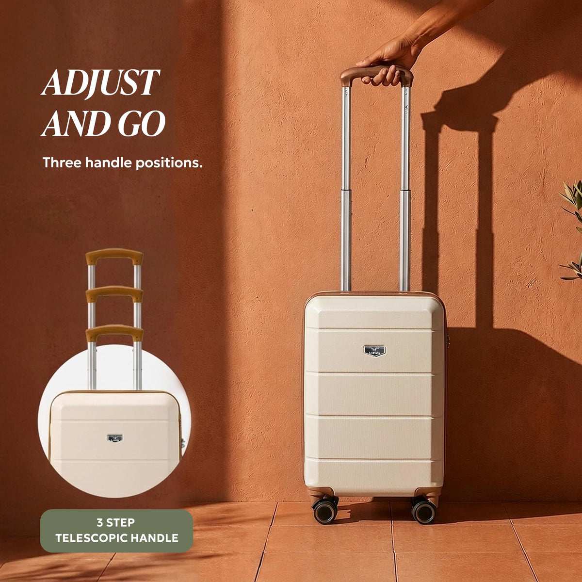 LUGG Jetset 40cm Suitcase 40x30x20cm, Ryanair Compatible Underseat Size, Hard Shell ABS, Spinner with Removable Wheels, Lightweight Travel Luggage, 1 Year Warranty