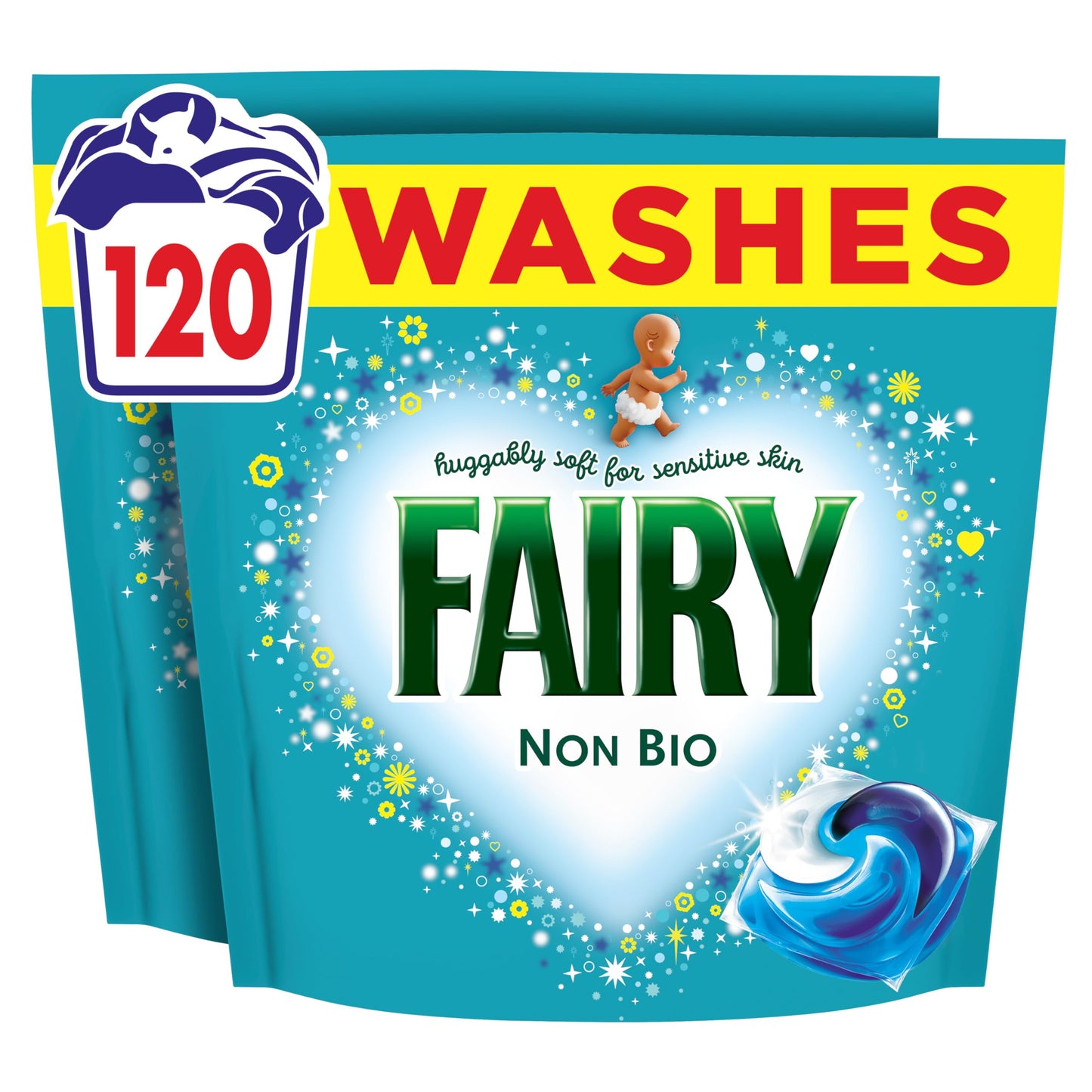 Fairy Non Bio All-in-1 PODS Laundry Detergent Washing Liquid Tablets / Capsules, 122 Washes (61x2), For Sensitive Skin