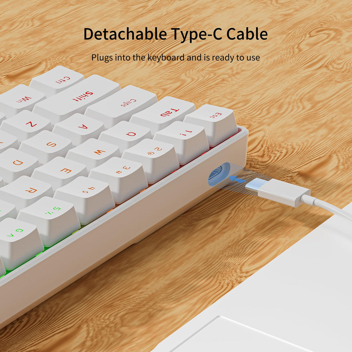 NEWMEN GM611 Gaming Keyboard,60% Percent Mechanical Keyboard Red Switches
