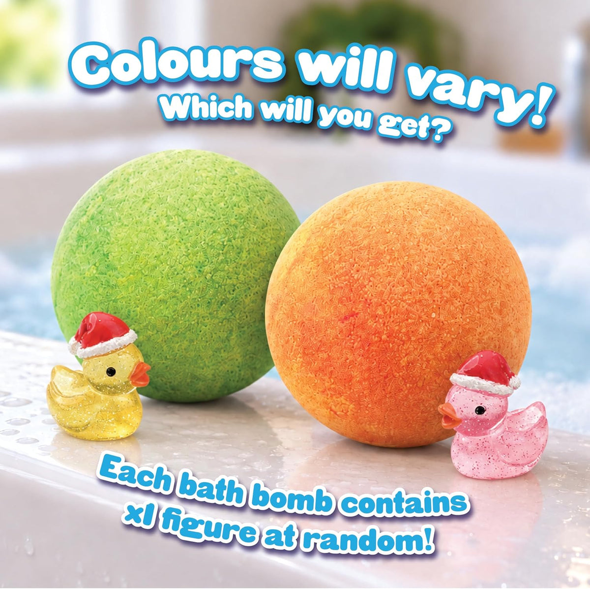 ZIMPLI - Large Christmas Duck Surprise Bath Bomb, 1 of 6 Duck Toys to Collect, One per Baff Bomb, Christmas Toys for Children, Bath Toy Stocking Fillers