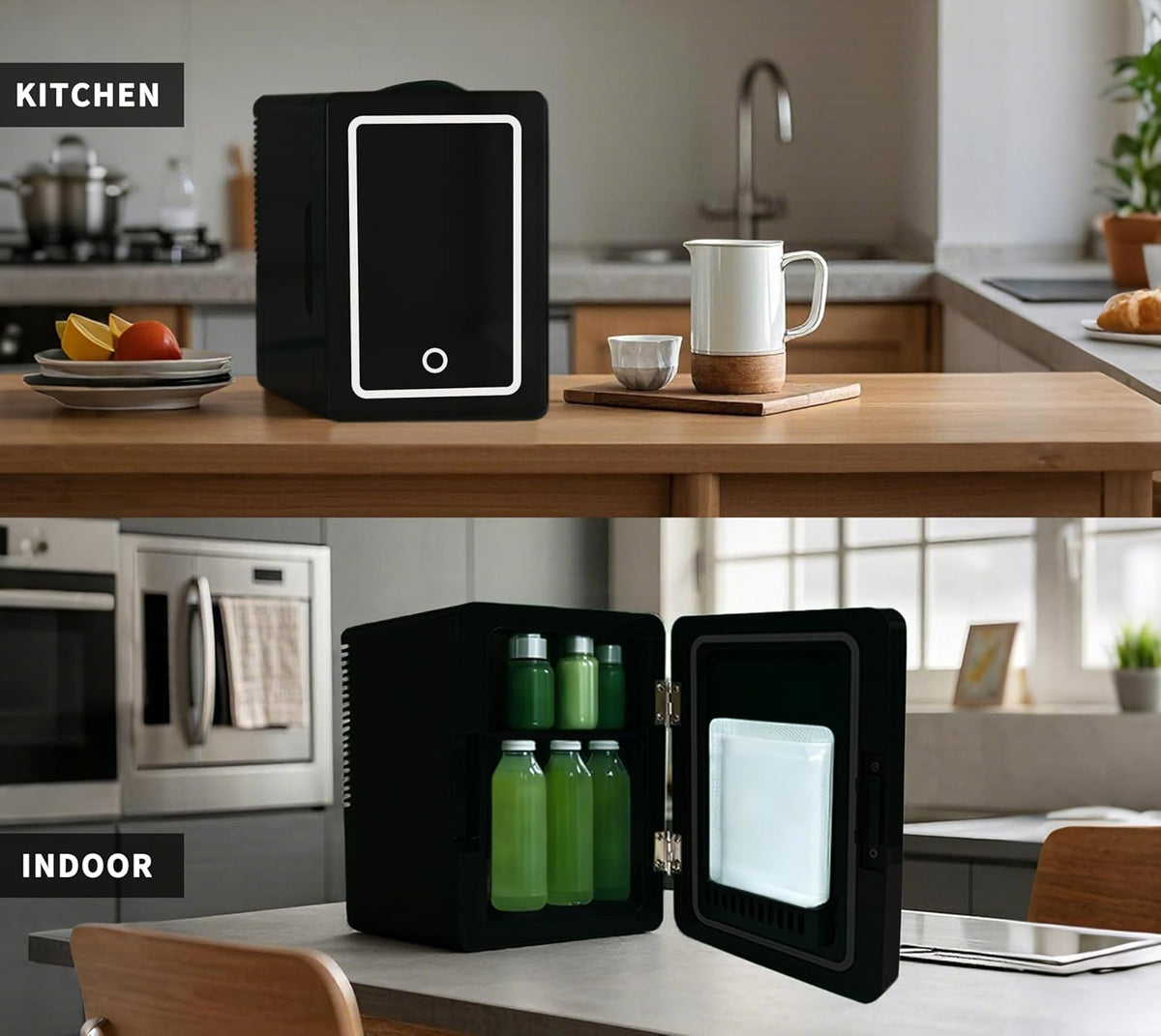 Mini Fridge 6 Litre,Cooler & Warmer,Small Fridge for Bedrooms, Car, Drinks, Beauty, Skincare, Travel Black