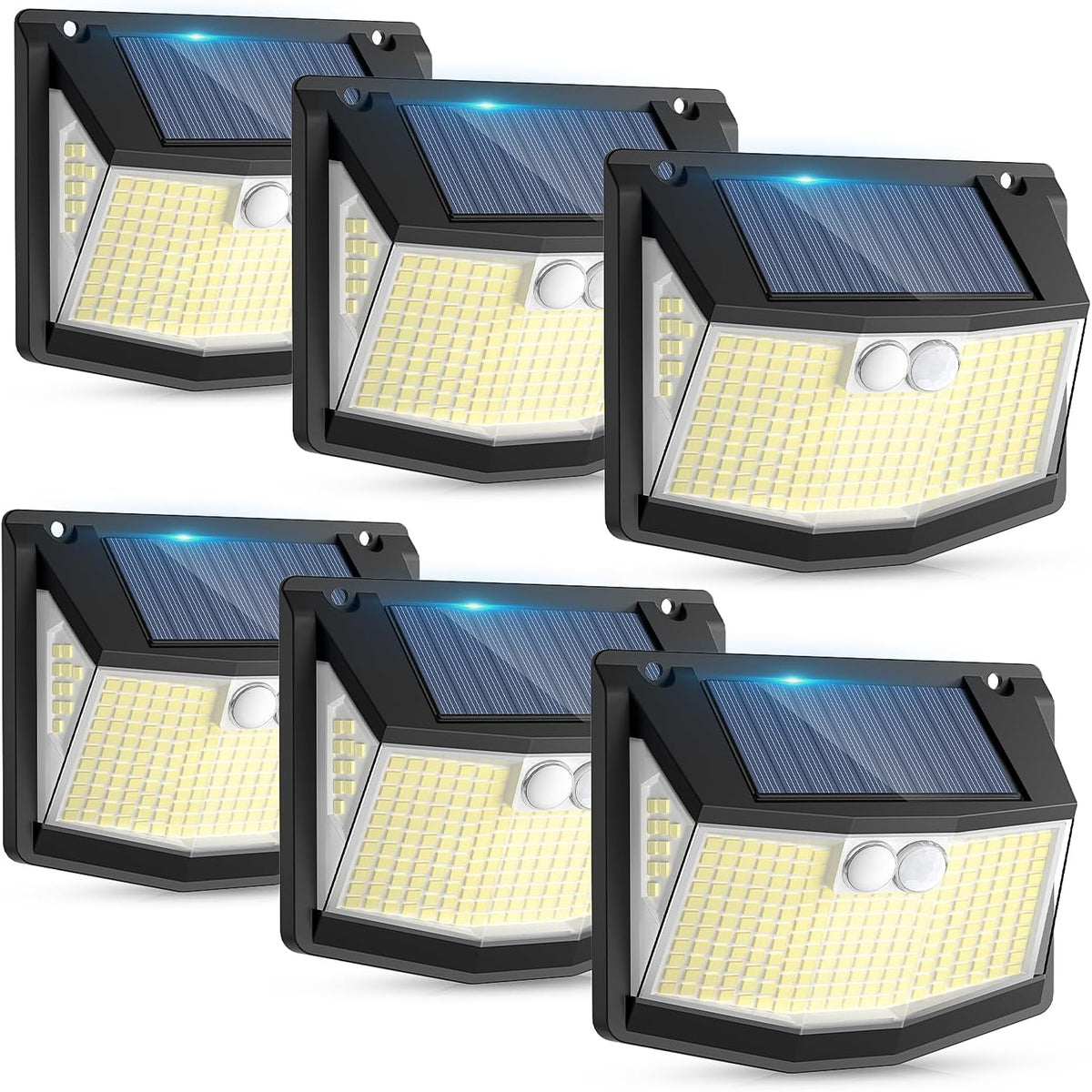 Solar Lights Outdoor Garden 6 Pack 248 LED Solar Security Light 3 Motion Sensor Modes and 270 Wide Angle Lighting IP65 Waterproof Outside Solar Powered Wall Lights for Fence Front Door Yard Garage