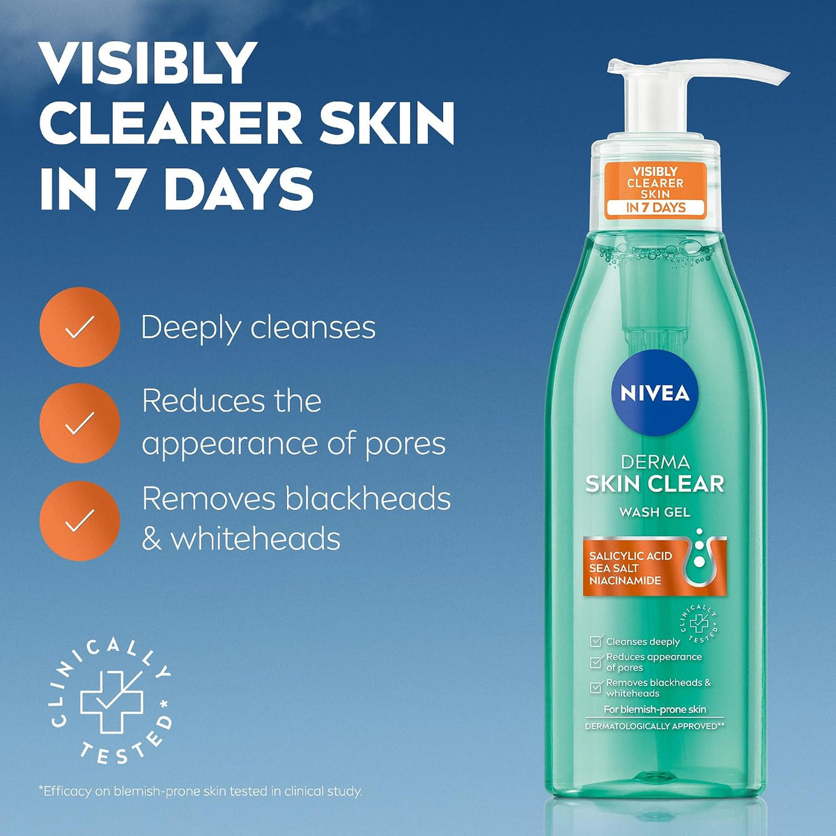 NIVEA Derma Skin Clear Wash Gel, 150ml
