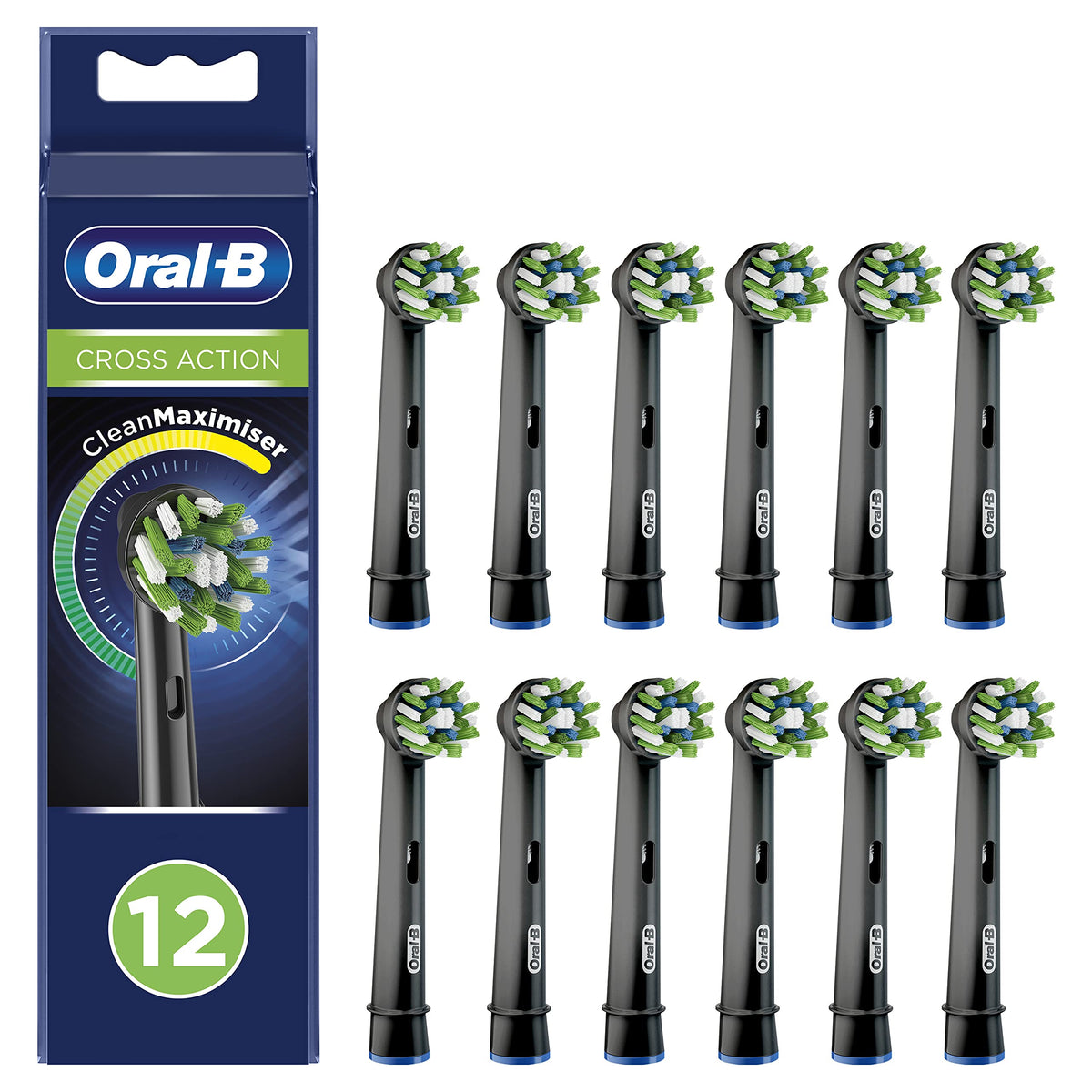 Oral-B Pro Cross Action Electric Toothbrush Heads, 4 Count, Black