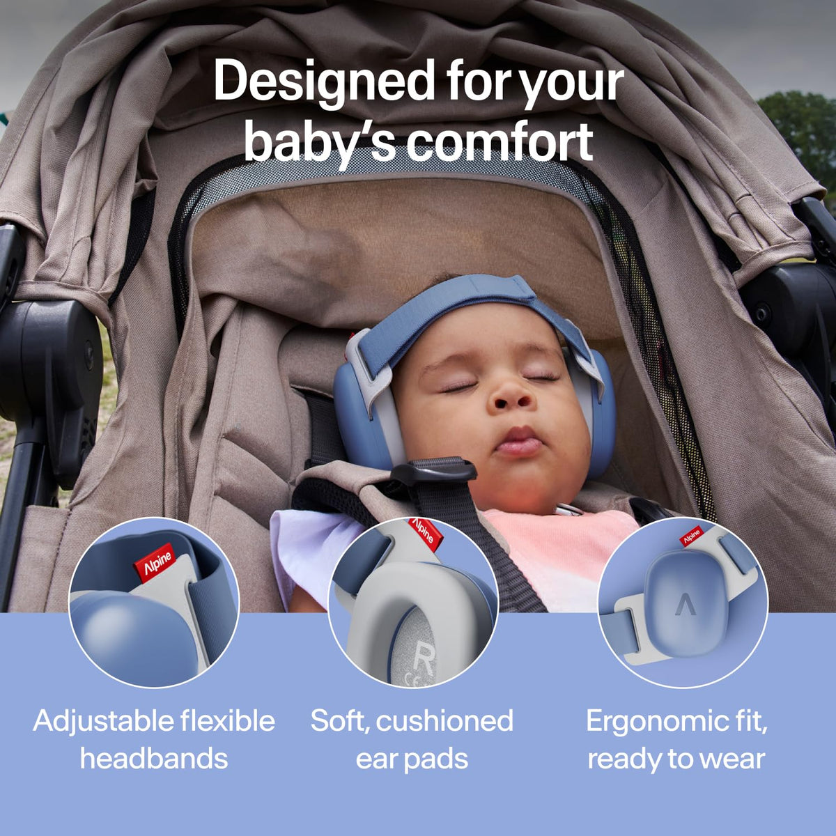 Alpine Muffy Baby Comfort Ear Defenders, Adjustable up to 48 months, Green