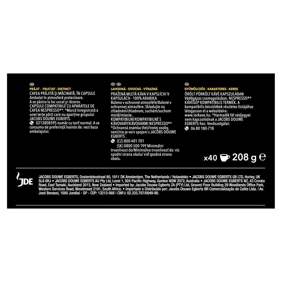 L'OR Espresso Lungo Profondo Coffee Pods x40, Pack of 1, Total 40 Capsules