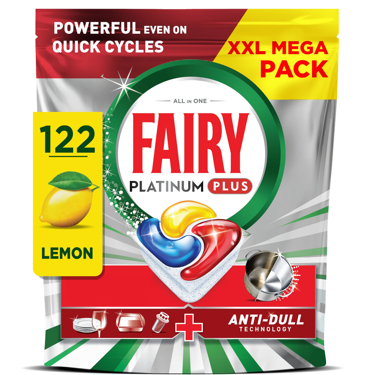 Fairy Platinum Plus Dishwasher Tablets Lemon, 65 Capsules