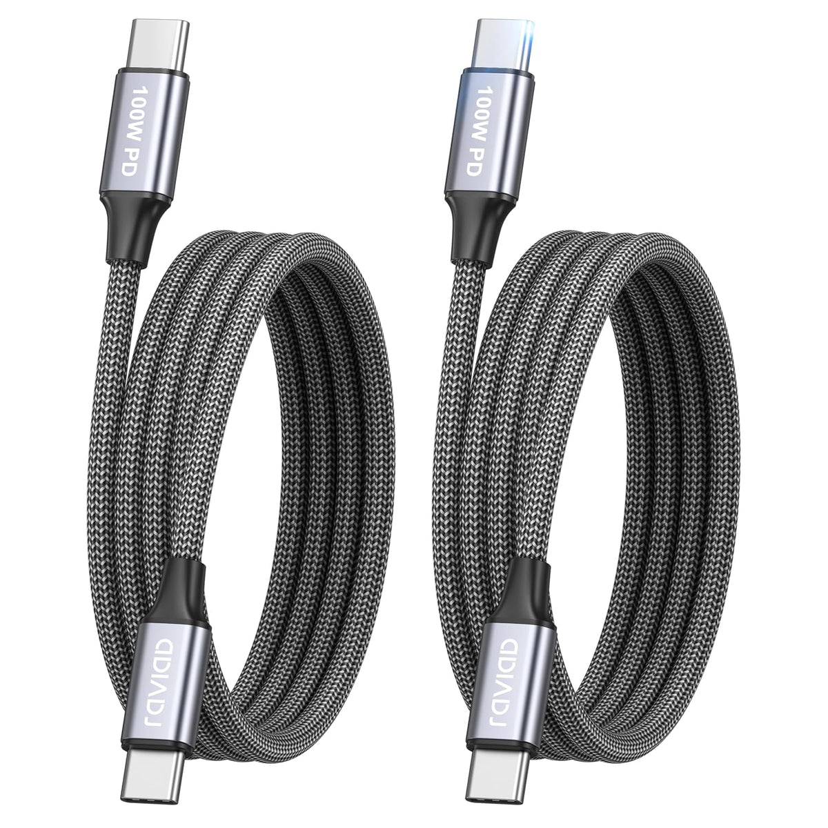 RAVIAD USB C to USB C Charger Cable 2Pack 1M 100W 5A Fast Charging Cable
