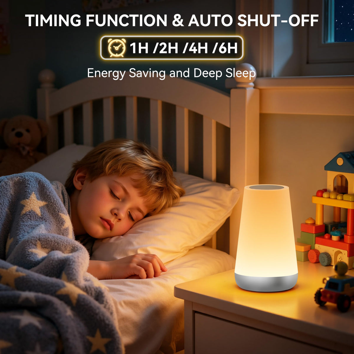 Auxmir Night Light 2 Pack, LED Touch Bedside Table Lamp, 2500mAh Rechargeable Light with RGB Color Changing, Portable Lamp for Children, Kids, Bedroom, Living Room, Camping