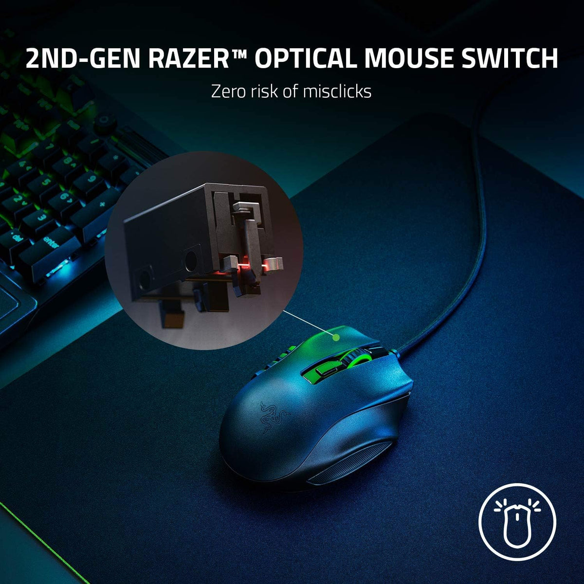 Razer Naga X - Ergonomic MMO Gaming Mouse with 16 Programmable Buttons (2nd Gen Optical Mouse Switches, Advanced 5G Optical Sensor, 85g Ergonomic Design, RGB Chroma, Speedflex Cable) Black