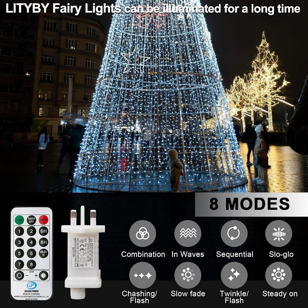 LITYBY Fairy Lights Plug in Waterproof,120LED String Lights Main Powered