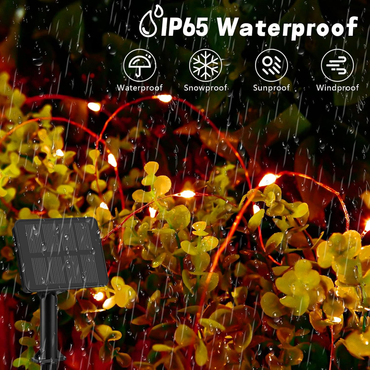 Gcstnn Garden Solar Lights Outdoor, 5M 50 LED Solar Fairy Lights, Copper Wire 8 Modes Waterproof String Lights for Yard, Christmas Tree, Bedroom, Gate, Indoor/Outside Decorations(Orange)