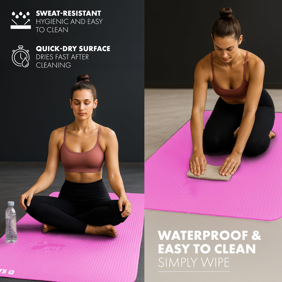 KAYMAN Yoga Mat - Non-Slip Extra Thick 8mm NBR Foam, Exercise Mat, 180x60cm