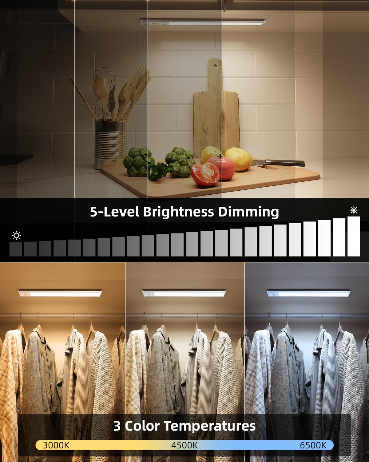 EZVALO Under Cabinet Kitchen Lights, Motion Sensor Lights Indoor 2-Pack