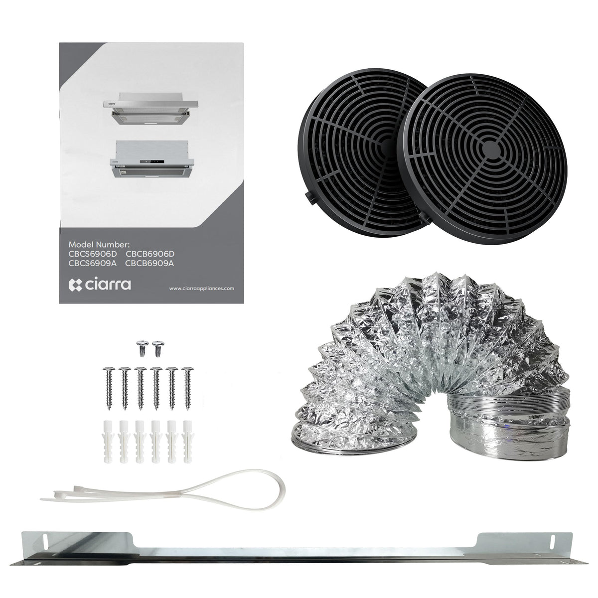 CIARRA Telescopic Cooker Hood 60cm 391m³/h LED Light 2-Speed A++ CBCS6906D
