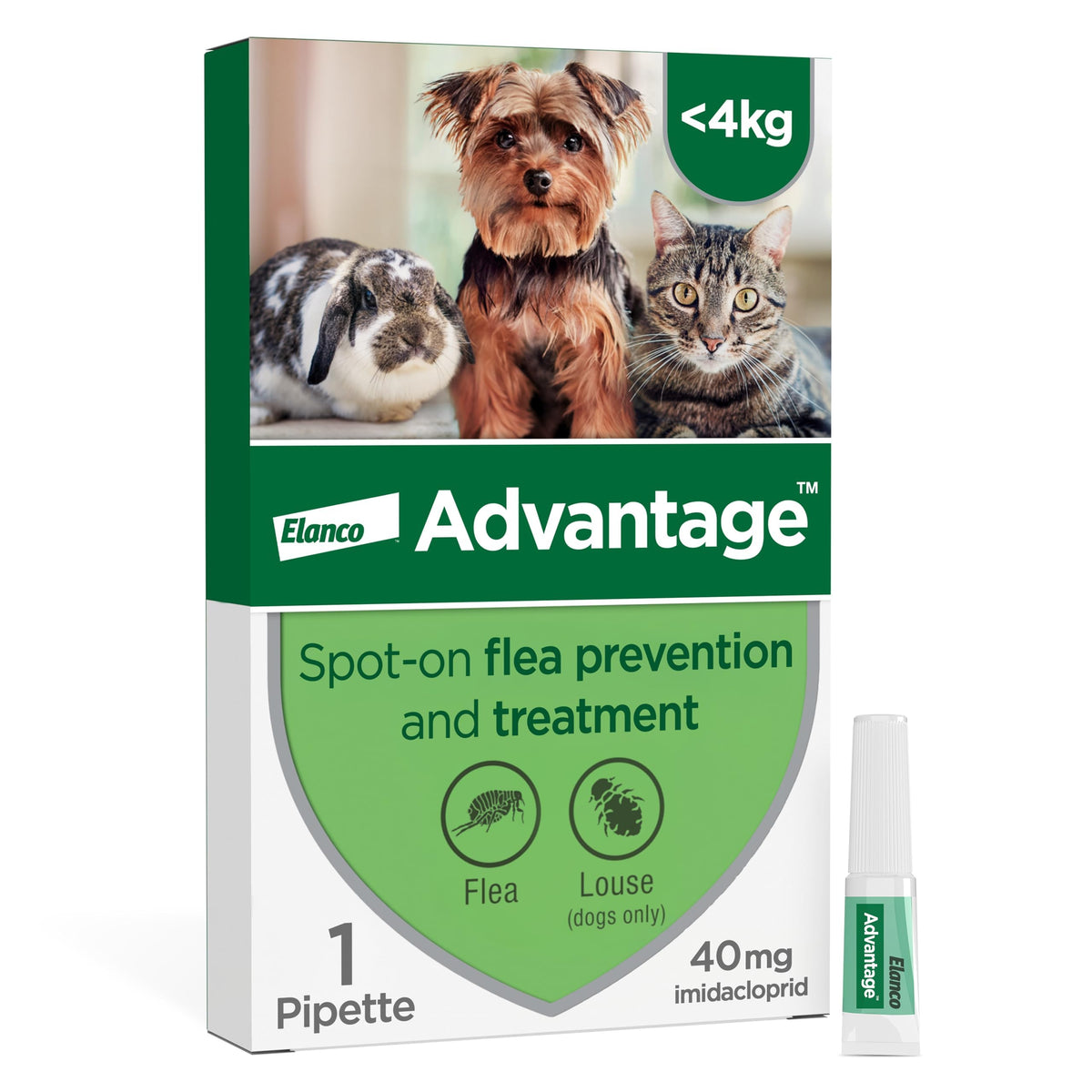 Advantage Spot On Flea Treatment For Large Cats and Rabbits Over 4kg (1 pipette, 80mg), Kills Fleas Within 24 Hours, Prevents Further Infestation For Up To Four Weeks in Cats