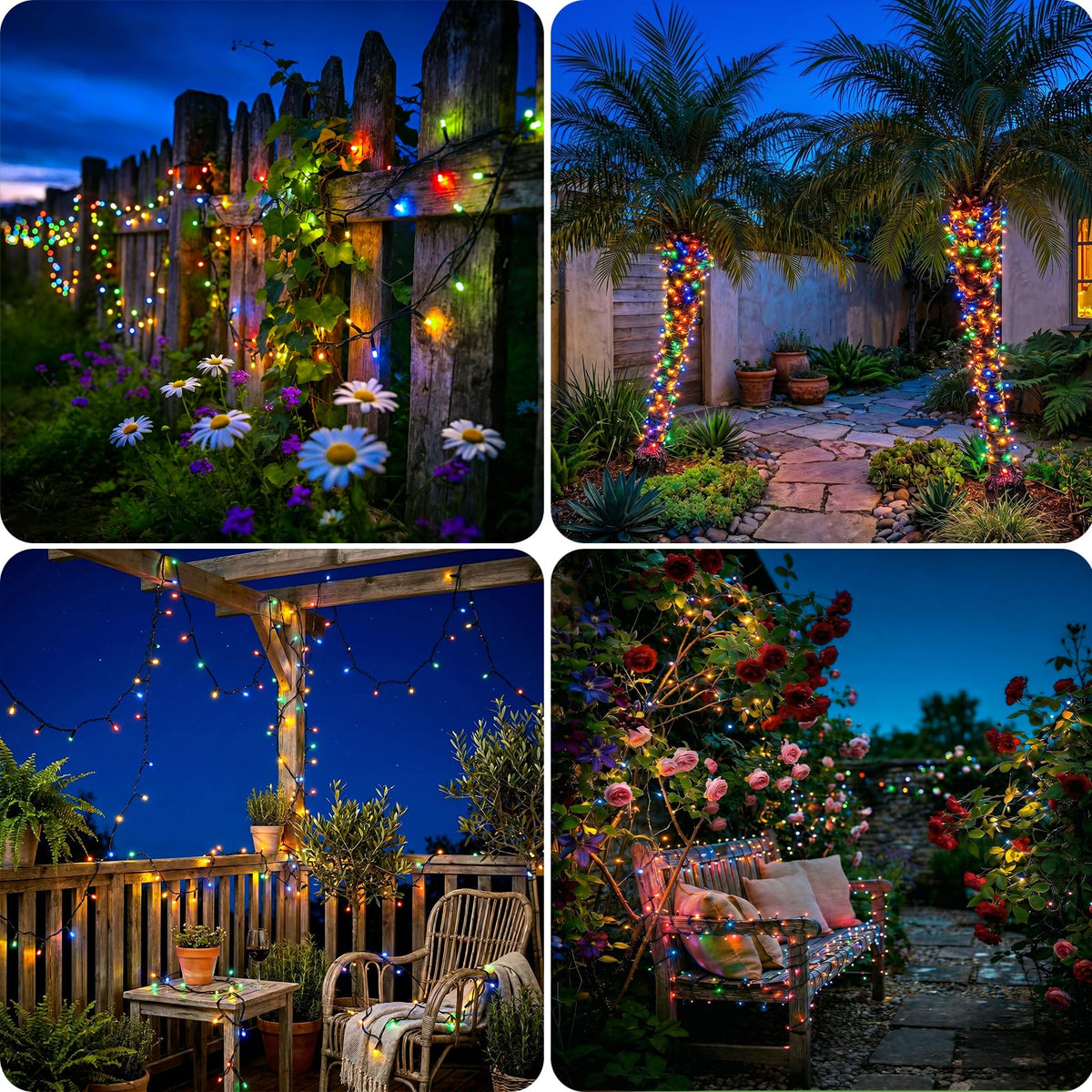 Solar Lights Outdoor Garden String, 6M/20FT 60 LED Solar Fairy Light
