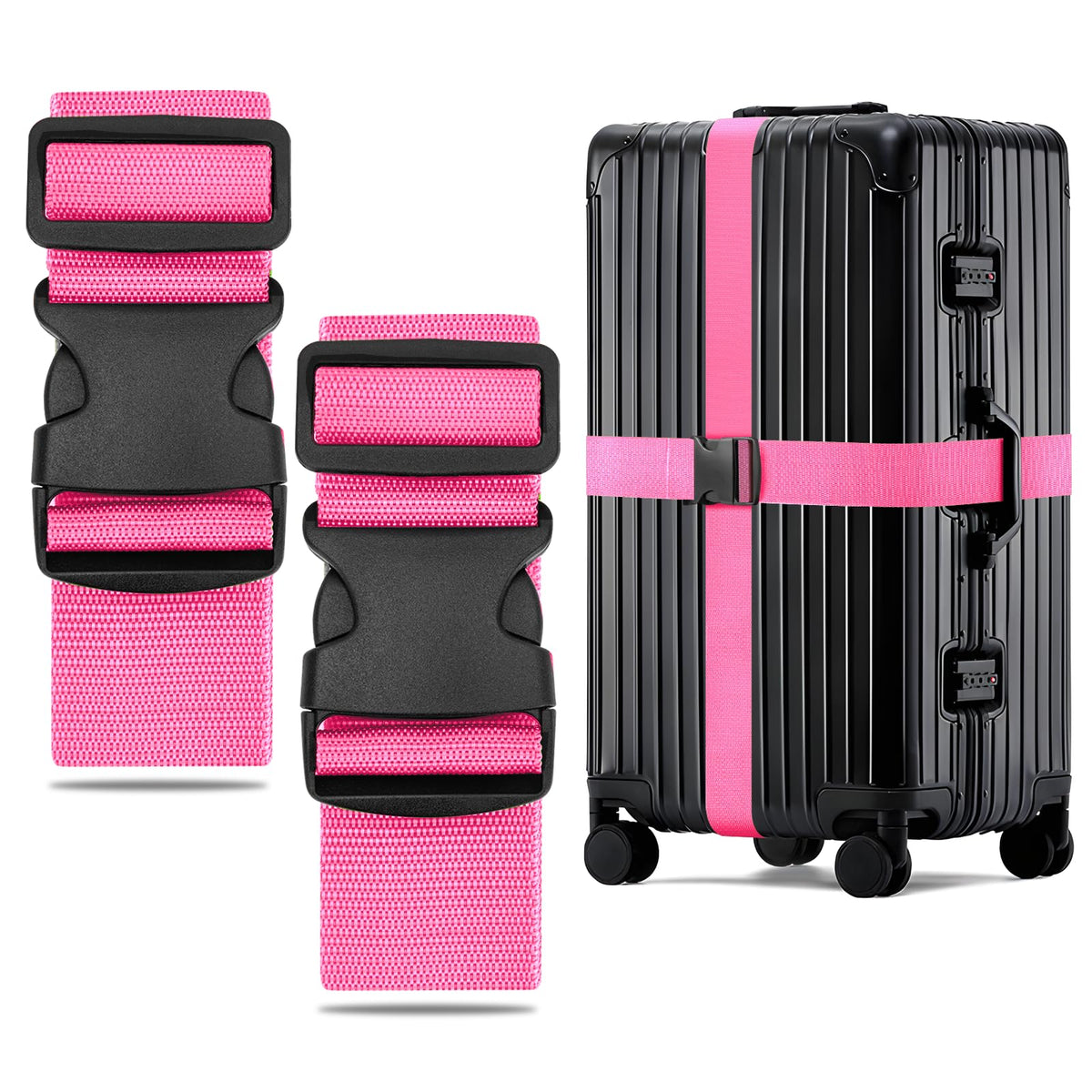 WISYOK Luggage Straps Extended, 4 Pack, 130-250cm Adjustable, Blue Orange