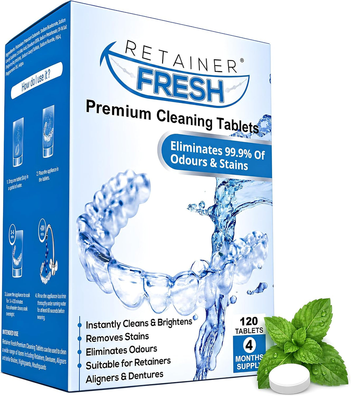 Retainer Fresh Retainer Cleaner Tablets 120 Tablets Denture Cleaner