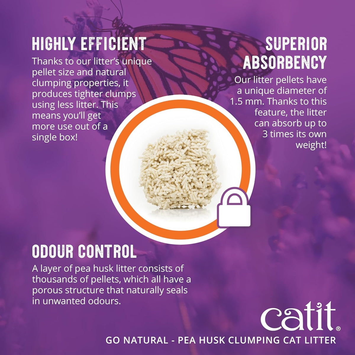 Catit Go Natural Vanilla Scented Pea Husk Clumping Cat Litter, Deodorising, 99.9% Dust-Free, Fast Clumping Cat Litter, Plant-Based Litter for Cats & Kittens, 5.6kg (2 x 2.8kg)