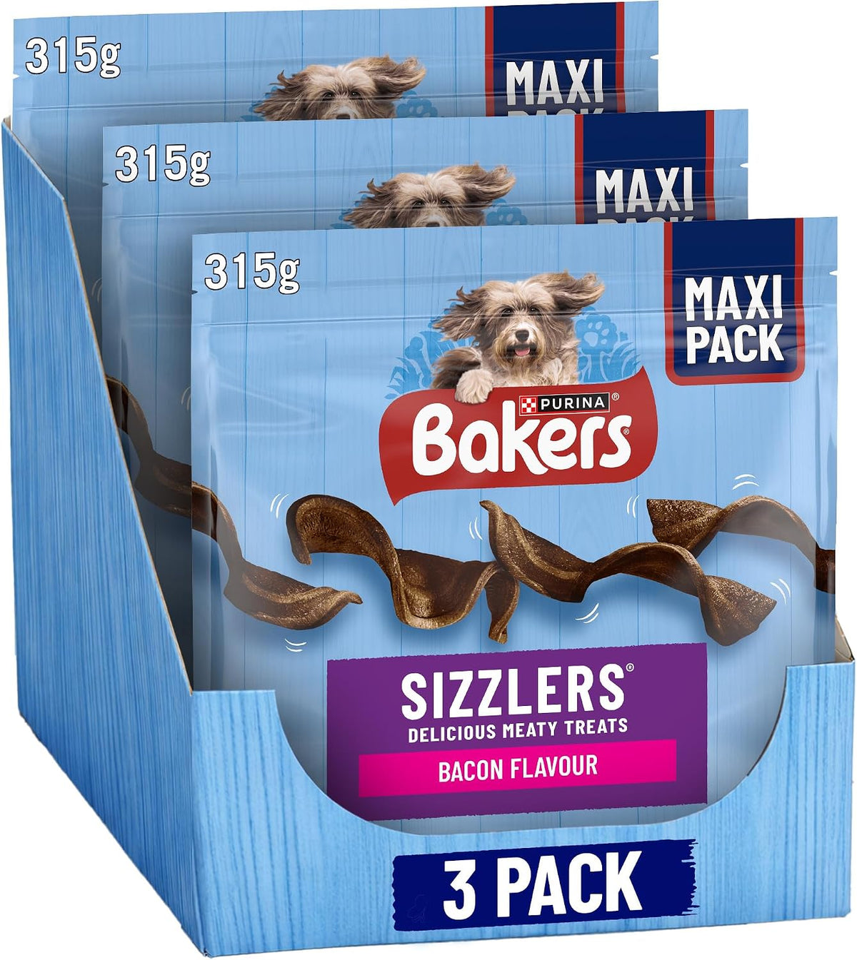 BAKERS Sizzlers Bacon Dog Treats 315g (Pack of 3)