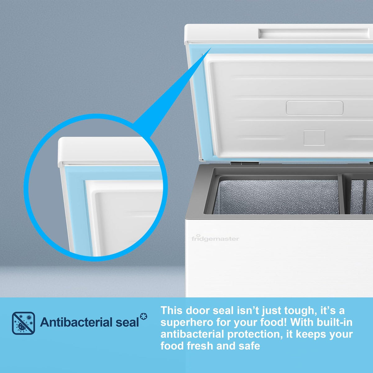 Fridgemaster White Chest Freezer, 97L Capacity, MCF100E， Freestanding, Mechanical Control, Winter Guard (-15°C), Low Noise 38dB, Basket Storage 858 (H) x 578 (W) x 444 (D) mm