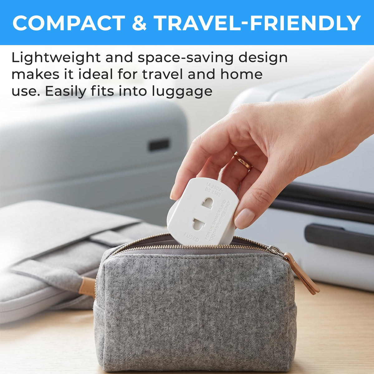 Double Dragon 2-Pack UK Electric Toothbrush & Shaver Plug Adapter | 2-Pin to 3-Pin Bathroom Converter | Supports UK EU Round & US Flat 2-Pin Plugs | 1A Fused | Compatible with Oral-B, Braun, Philips